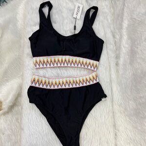 Black and Multicolor Kids One Piece by